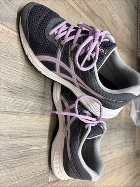 ASICS Women's Navy Athletic Shoes with Light Purple Accents